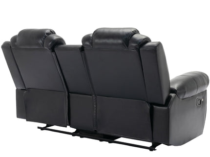 Home Theater Seating Manual Recliner Loveseat With Hide-Away Storage, Cup Holders And Led Light Strip For Living Room