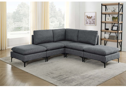 Upholstered Modular Sectional With Tall Legs, Medium Firm Seat