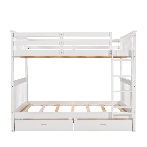 Bunk Bed With Ladders And 2 Storage Drawers