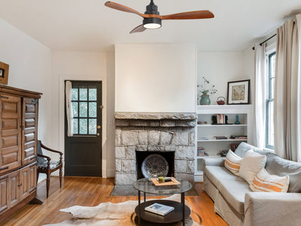 48" Ceiling Fan With Light, Dual Mount (Flush / Downrod), Dimmable LED, Quiet DC Motor, 3 Blades