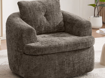 Modern Swivel Barrel Chair With Dual-Layer Cushion