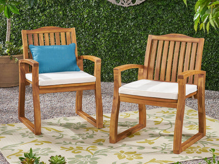 Della - Wood Armchair (Set of 2) Outdoor Dining Chairs - Cream