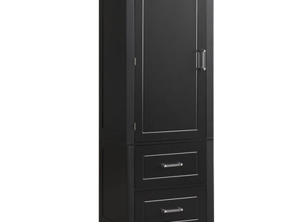 Tall Freestanding Bathroom Storage Cabinet With 2 Drawers And Adjustable Shelf