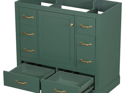 Modern Bathroom Vanity Base Only, 6 Drawer Storage With Adjustable Shelf