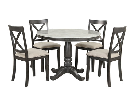 5 Pieces Dining Table And Chairs Set For 4 Persons, Kitchen Room Solid Wood Table With 4 Chairs
