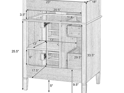 Bathroom Vanity With Sink, Cabinet With Flip Out Drawer, 2 Soft Close Drawers, 1 Soft Close Door - Wood