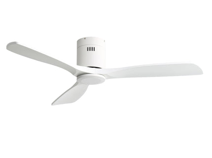 52" Flush Mount Ceiling Fan With Remote, No Light, 3 Blades, 6 Speed DC Motor For Indoor Patio - White