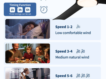 All Weather Outdoor Waterproof Ceiling Fan With Light And Quiet Motor For Patio Porch - Black