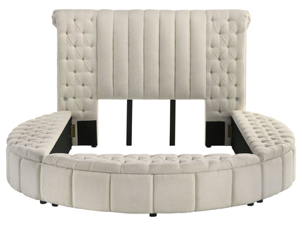 Santiago - Upholstered Round Storage Bed With Built In Charging Ports