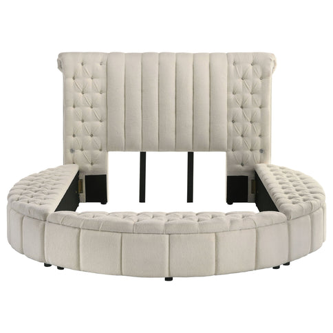 Santiago - Upholstered Round Storage Bed With Built In Charging Ports