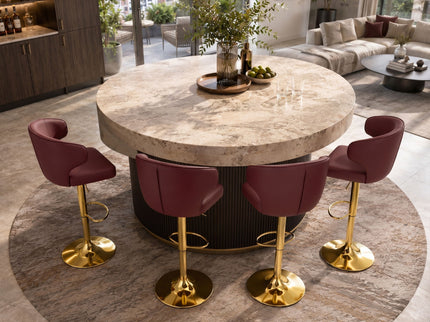 Adjustable Swivel Bar Chair With High Back Support
