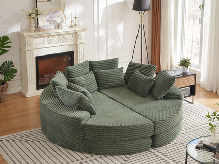 Round Oversized Sofa Bed With 5 Throw Pillows