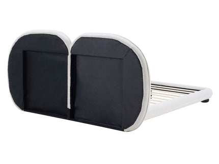 Queen Size Upholstered Platform Bed Frame With Split Headboard - White