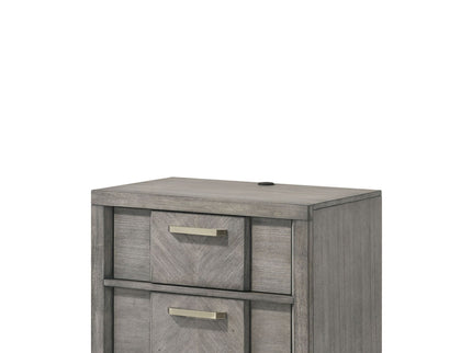 2 Drawer Night Bookmatched Veneers - Gray