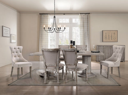 Gabrian - 7 Pieces Dining Room Set, Reclaimed - Beige / Gray