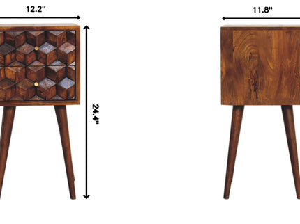 Mini Cube Carved 2 Drawer Nightstand