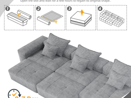 Modern Oversized, Modular Sectional Sofa With Pillows