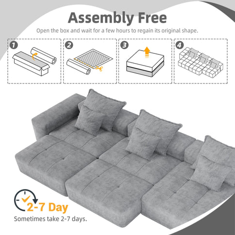 Modern Oversized, Modular Sectional Sofa With Pillows