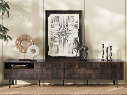 78" TV Stand With Storage Cabinets For Living Room - Walnut