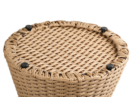 Stool With Lid, Wicker Accent Table, Indoor Outdoor Side Table - Brown White