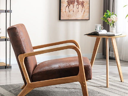 Classic Mid-Century Modern Accent Chairs, Open Framed Armchair With Cushioning