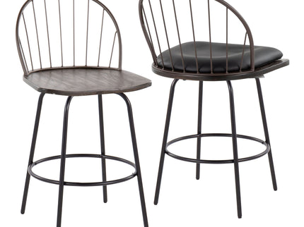 Riley - Claire Farmhouse Fixed Height Counter Stool With Swivel With Round Footrest (Set of 2)