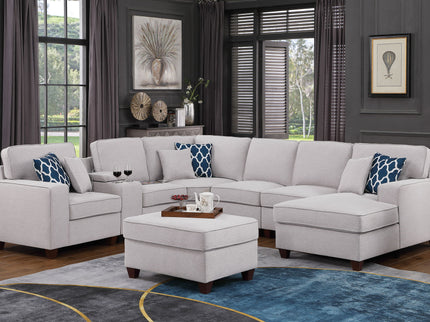 Tina - 8 Piece Upholstered Sectional With Ottoman