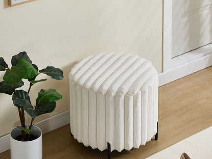 Wide Upholstered Round Pouf Ottoman Foot Rest