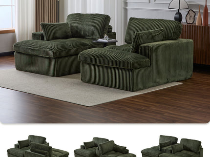 Double Chaise Lounge Chair, Oversized Upholstered Sleeper Cloud Couch
