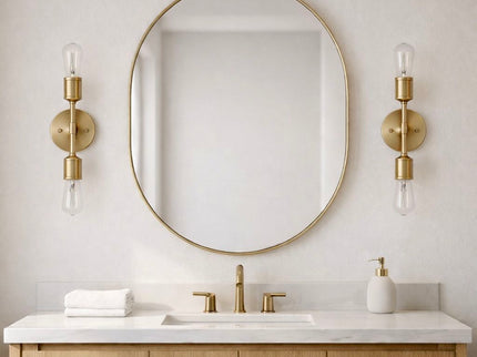 Reverie - Double Lights Bathroom Wall Sconce Over Mirror - Clear / Gold