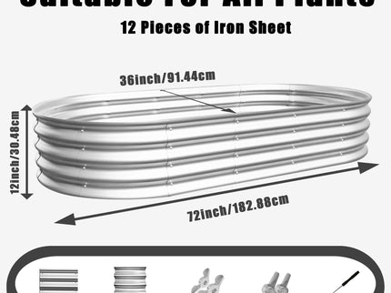 Heavy Duty Galvanized Raised Garden Bed Kit For Vegetables, Flowers & Herbs