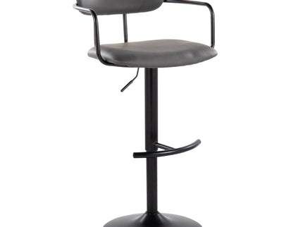 Demi - Contemporary Adjustable Height Barstool With Swivel With Rounded T Footrest (Set of 2)