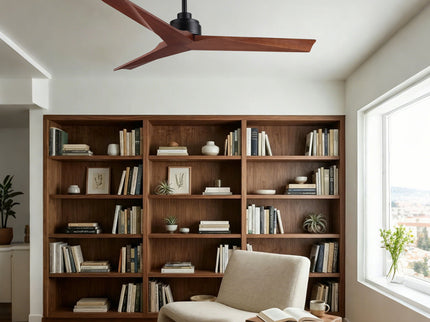 Ceiling Fan Without Light, DC Motor, No Light, Quiet Reversible Ceiling Fan For Living Room - Black