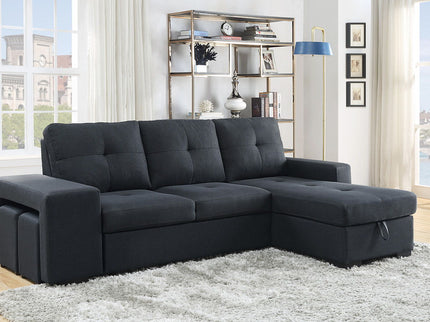 Lucas - Sleeper Sectional Sofa With Reversible Storage Chaise - Dark Gray