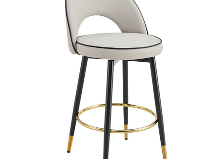 Modern Upholstered 360° Rotatable Bar Chair With Metal Legs For Dining Room (Set of 2)