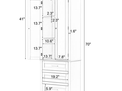 Tall Storage Cabinet With 3 Drawers For Bathroom
