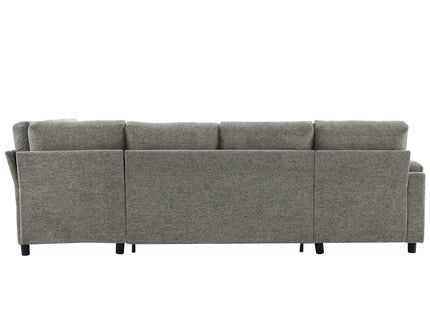 U-Shaped Sectional Sleeper Sofa With Ample Storage Space, 2 Cup Holders And Charging Ports For Living Room