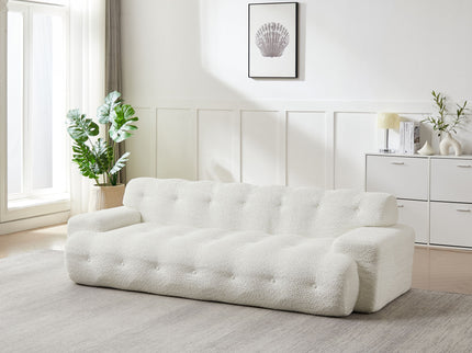 Cloud Series Minimalist Button Tufted Square Arm 3 Seater Sofa