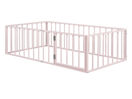 Metal Floor Bed Frame With Fence And Door