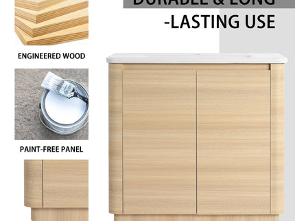 Freestanding Bathroom Vanity With Sink & 2 Soft Close Doors