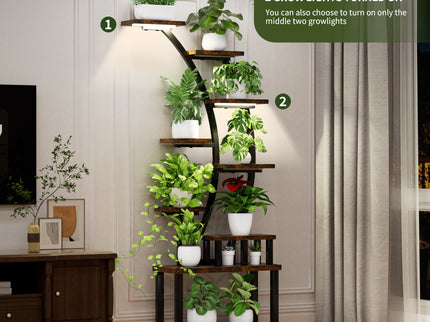 9 Tiered Indoor Plant Stand With 5 Adjustable Grow Lights