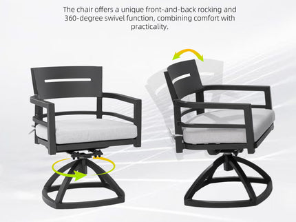 Outdoor Patio Swivel Rocker With Outdoor Grade Sunbrella Fabric Cushions (Set of 2) - Ember Black