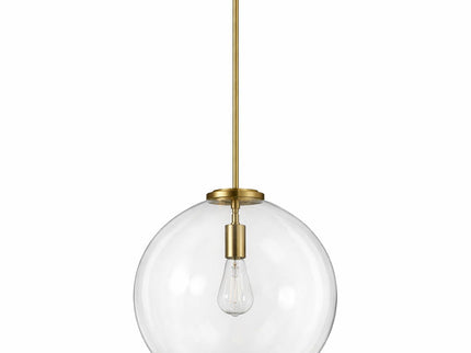 Gleam - Single Light Pendant Lamp With Clear Globe Satin - Antique Brass / Clear / Gold