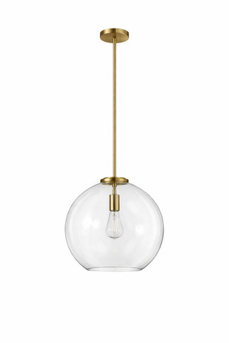 Gleam - Single Light Pendant Lamp With Clear Globe Satin - Antique Brass / Clear / Gold