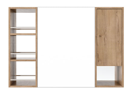 Wall Mounted Bathroom Mirror Cabinet, Adjustable Shelves Storage Cabinet - Imitative Oak