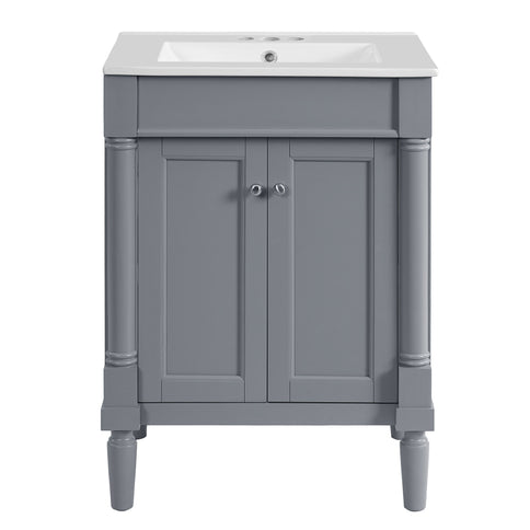 Bathroom Vanity With Top Sink, 2 Tier Storage Cabinet