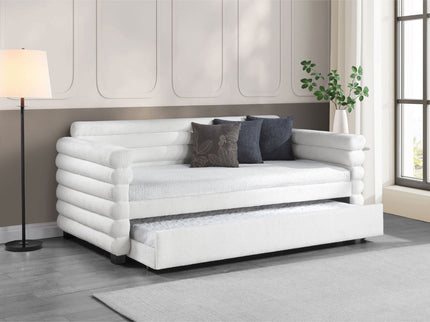 Fandango - Upholstered Twin Day Bed With Trundle - White