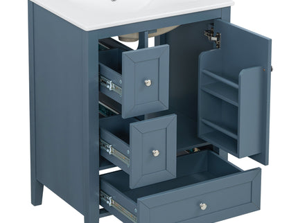 Modern Bathroom Vanity With Sink, Soft Close Drawers & Door, Storage Rack