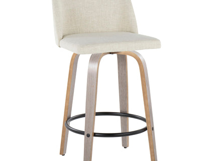 Toriano - Contemporary Fixed Height Counter Stool Swivel & Round Footrest (Set of 2)