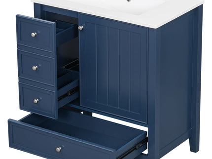 Modern Bathroom Vanity With Sink, 1 Cabinet & 3 Drawers